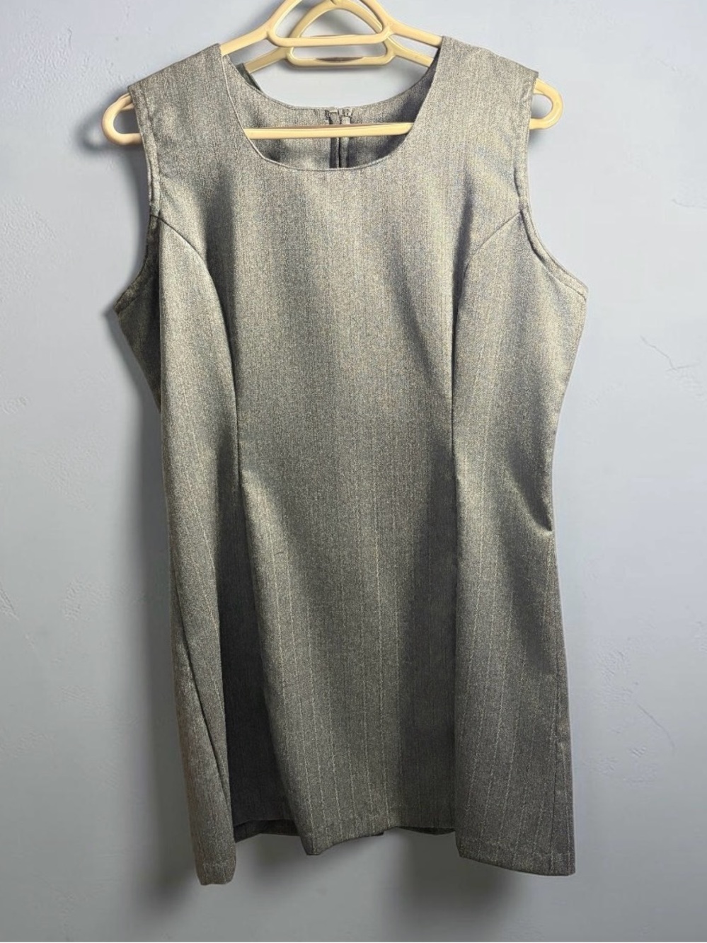 Sleeveless Drive Vintage 90s Pinstripe Midi Dress in Grey and White